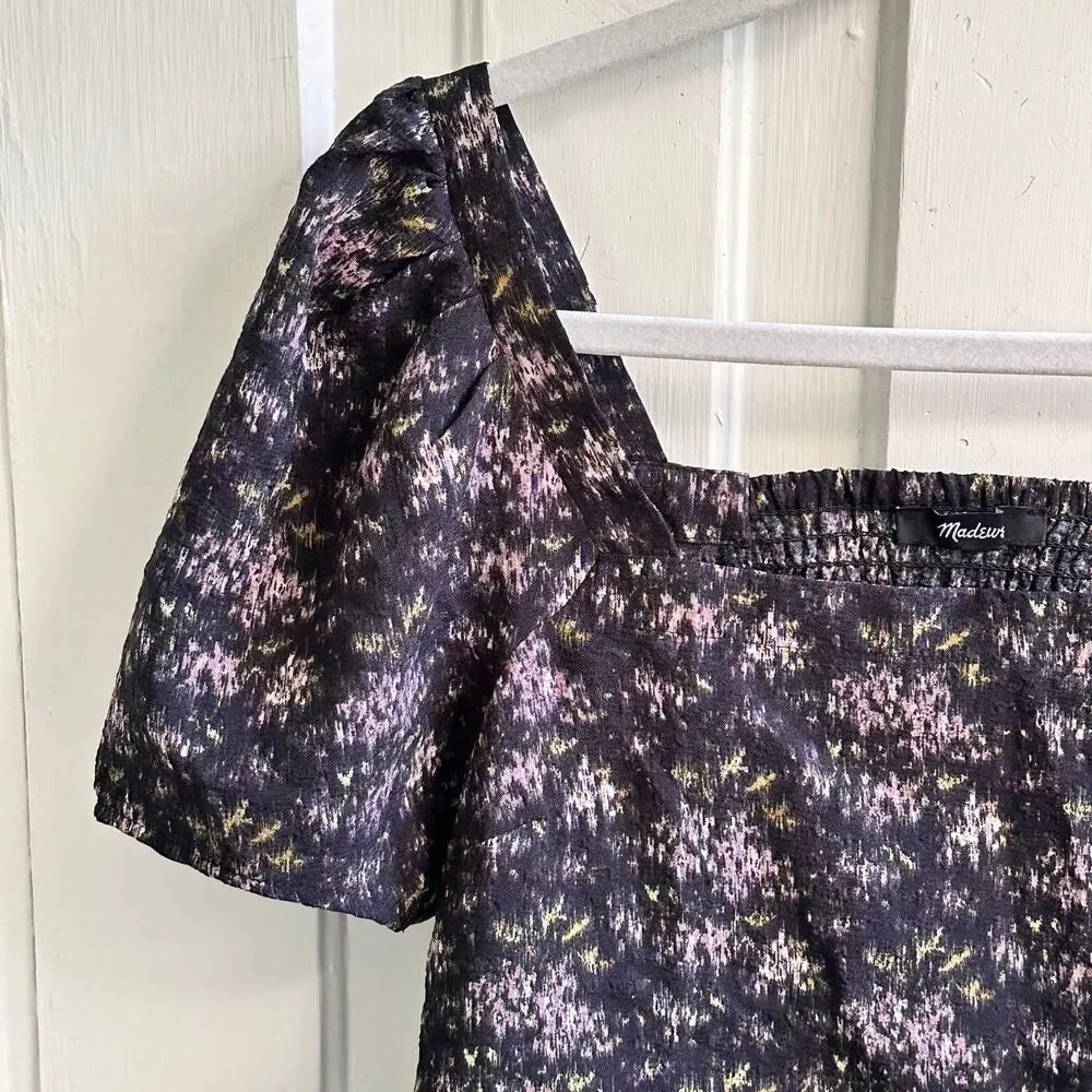 Madewell Floral Smocked Puff Sleeve Top | Dark Romantic Print